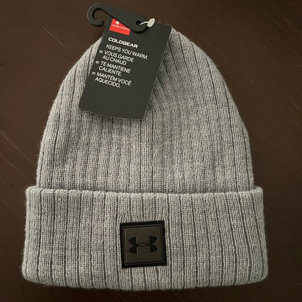 Under Armour Boys Yourh Gray Knit Cuffed Hat